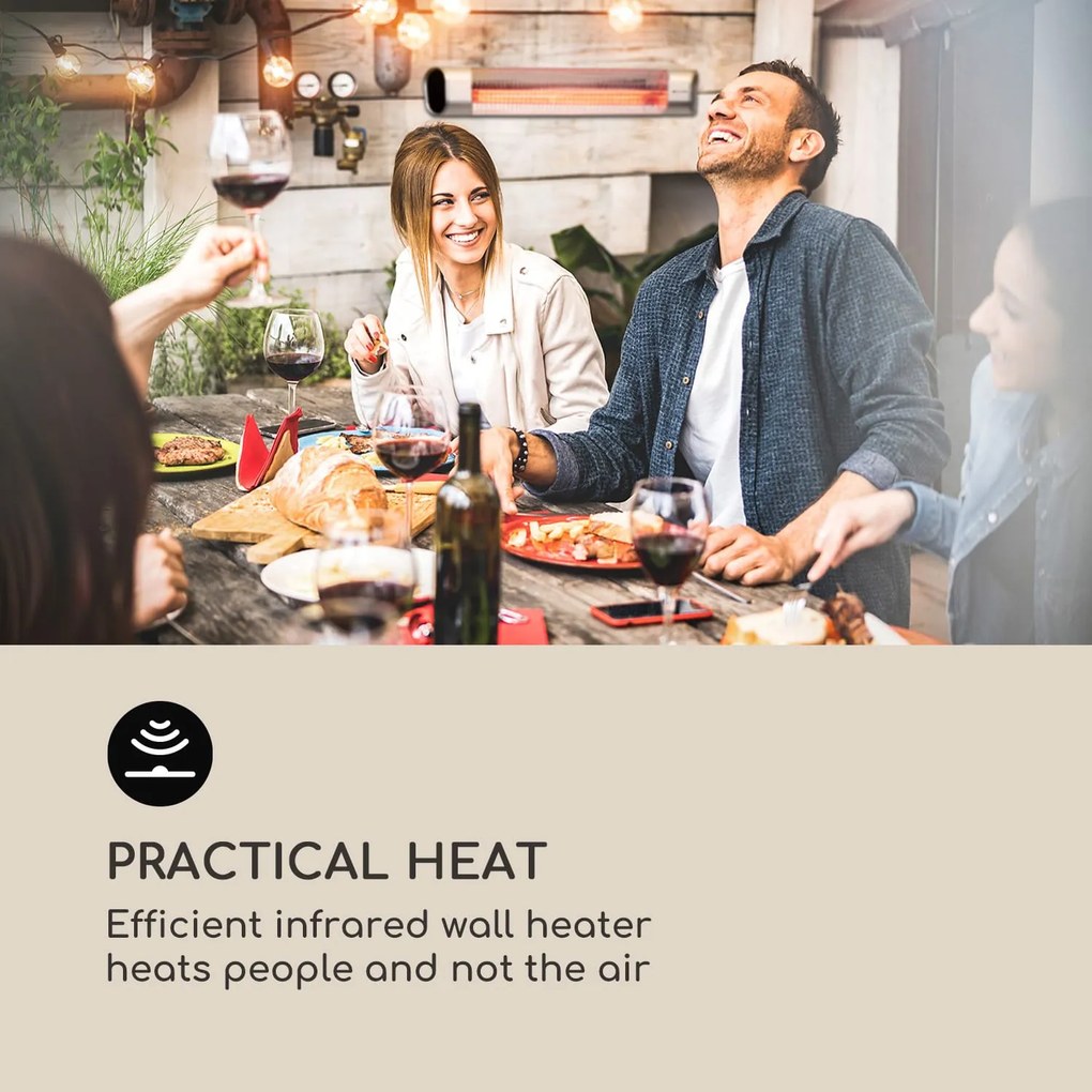 Blumfeldt Dark Wave, Инфрачервен нагревател, 2000W, позлатена въглеродна тръба, IP65, алуминий