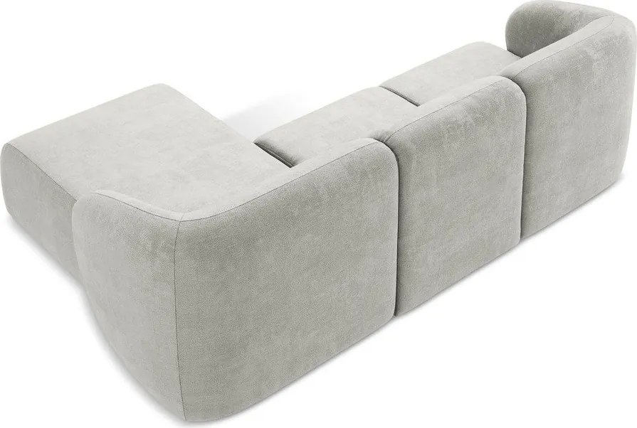 Светлосив шенилов ъглов диван (десен ъгъл) Lani – Makamii