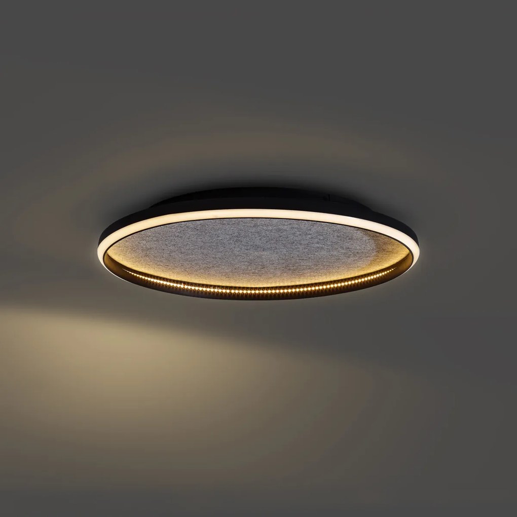 Дизайнерска таванна лампа черна с филц, включваща LED с 3-степенно димиране - Xavi Felt