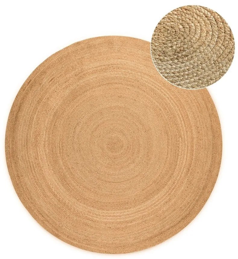 Двустранен ютен кръгъл килим в естествен цвят ø 140 cm Braided – Hanse Home