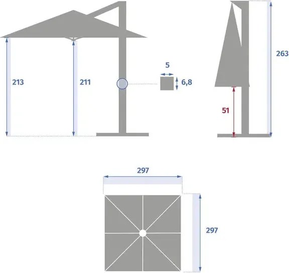 Градински чадър със странична стойка Hesperide Cayo, 3x3 m - Пшеница