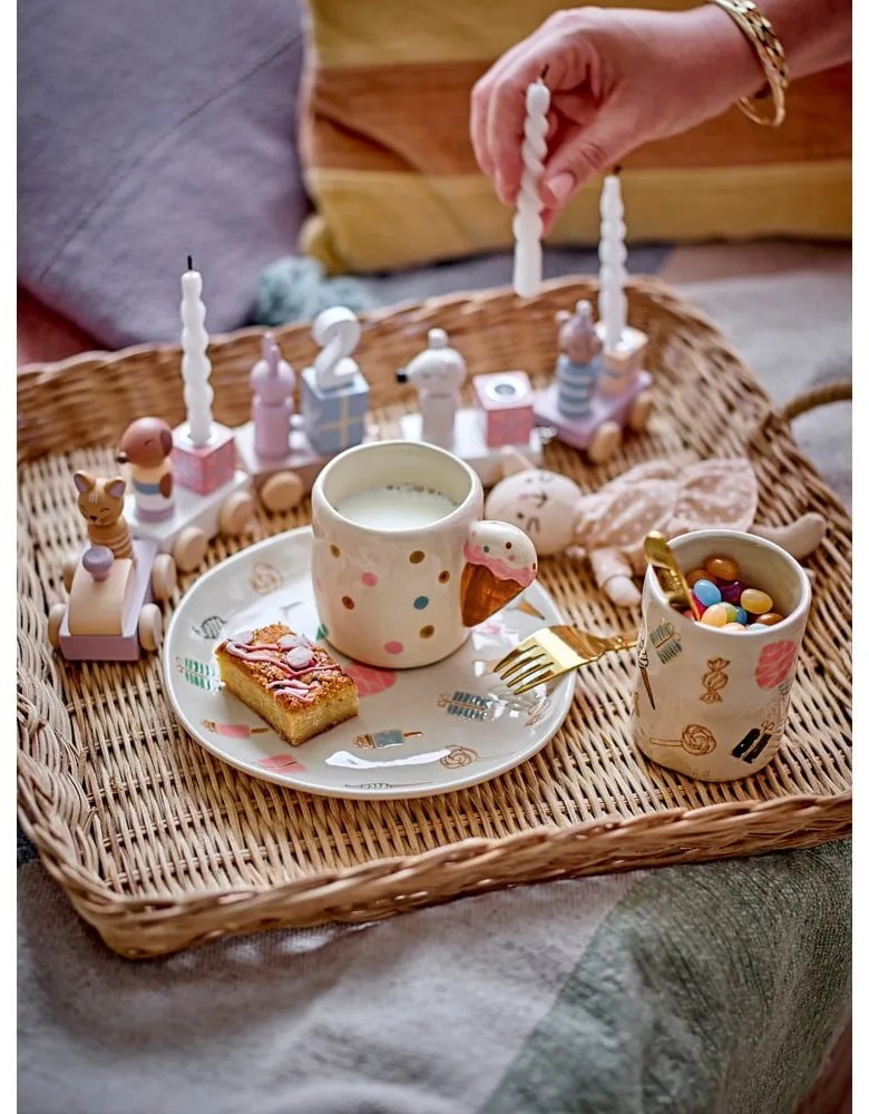 Глинен детски комплект за хранене 3 бр. Sweets – Bloomingville Mini