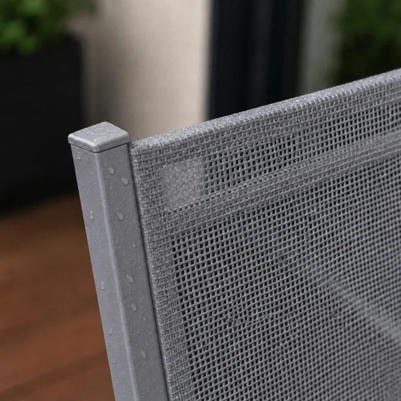 Комплект градински мебели за 4 души – диван, 2 фотьойла и маса със стъклен плот Сив