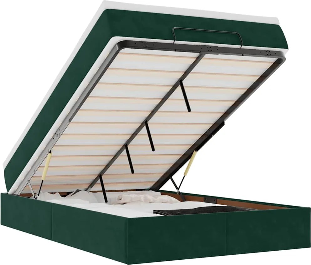 3311180 vidaXL Османска легло с матрак, тъмнозелено, 120x200 см, кадифе