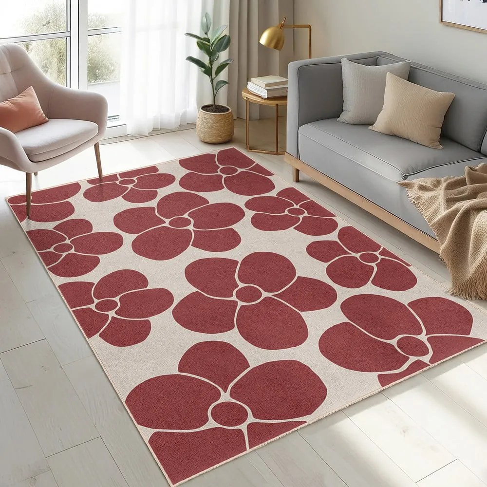 Червен килим подходящ за пране 120x180 cm Red Meadow – Mila Home
