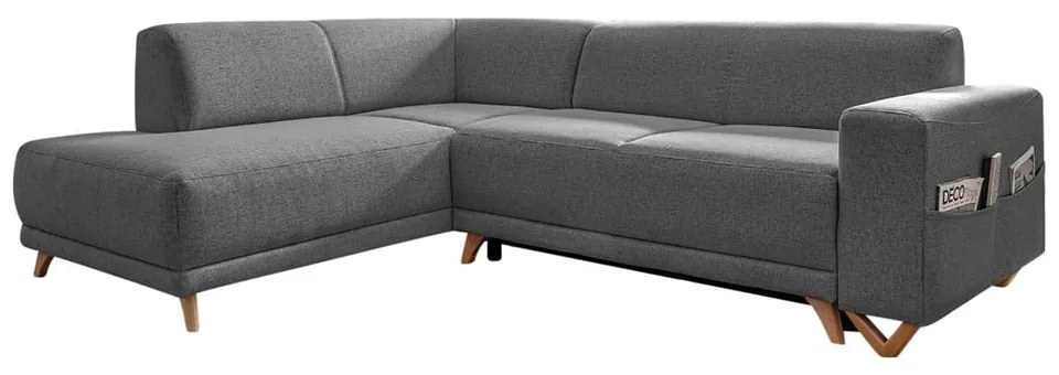 Сив разтегателен/с място за съхранение ъглов диван (ляв ъгъл/L форма) Classy Sophie – Miuform