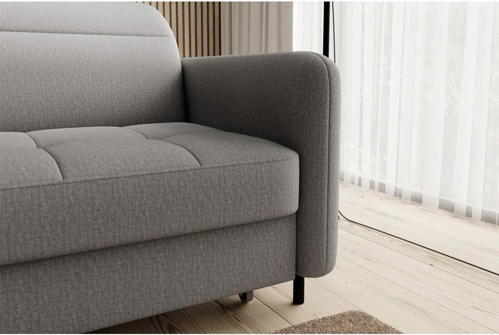 Сив кадифен разтегателен ъглов диван с място за съхранение (ляв ъгъл) Gomsi – ELTAP