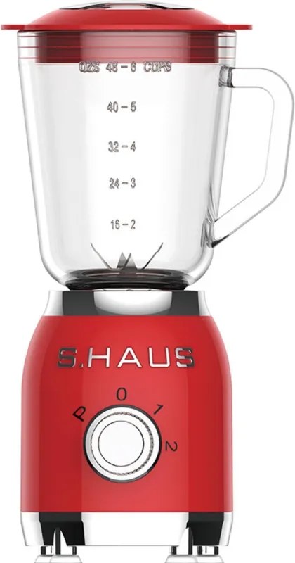 Блендер Swiss Haus SH-BL1915, 600W, 1.5 л, 20000 об/мин, 2 скорости + импулси, Турбо, Стъклена кана, Червен