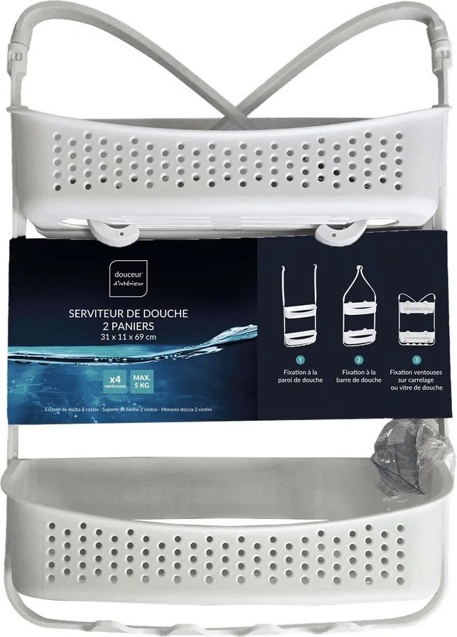 Висящ пластмасов рафт за баня в матово бял цвят Vesper – douceur d'intérieur