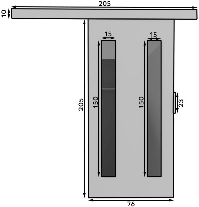 Плъзгаща се врата Zij-Leuko-Length: 76 cm