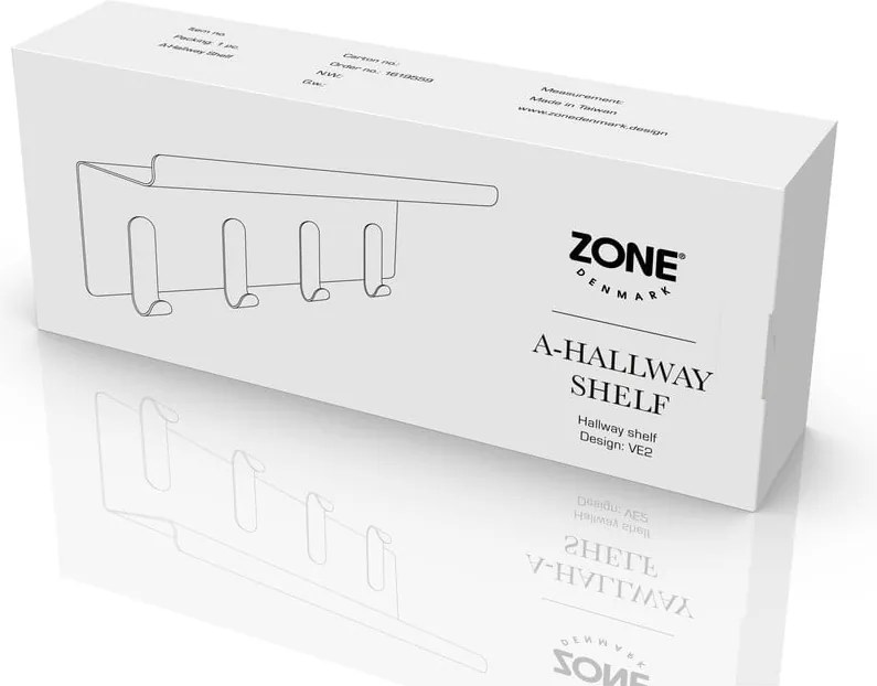 Черна стоманена стенна закачалка с рафт 11,5 cm A-Hallway – Zone