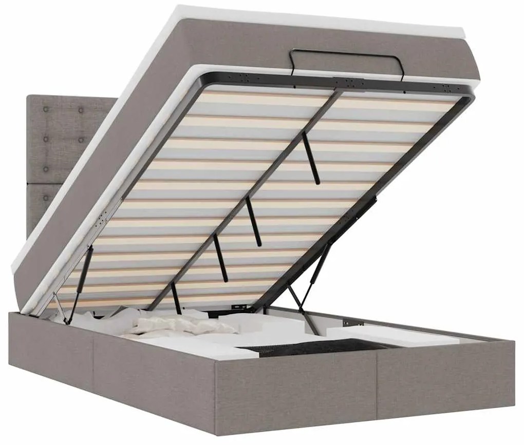 3314159 vidaXL Османска легло с матрак и LED, таупе, 120x190 см, плат