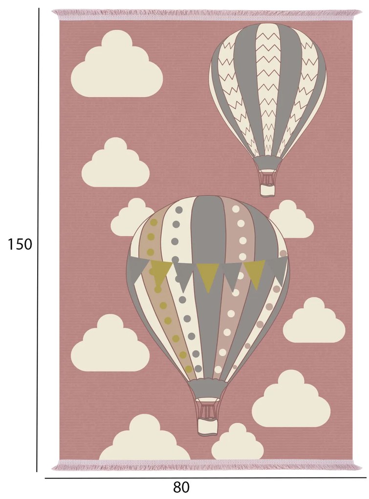 Детски килим Балони  80х150 - HM7678.22 розов цвят