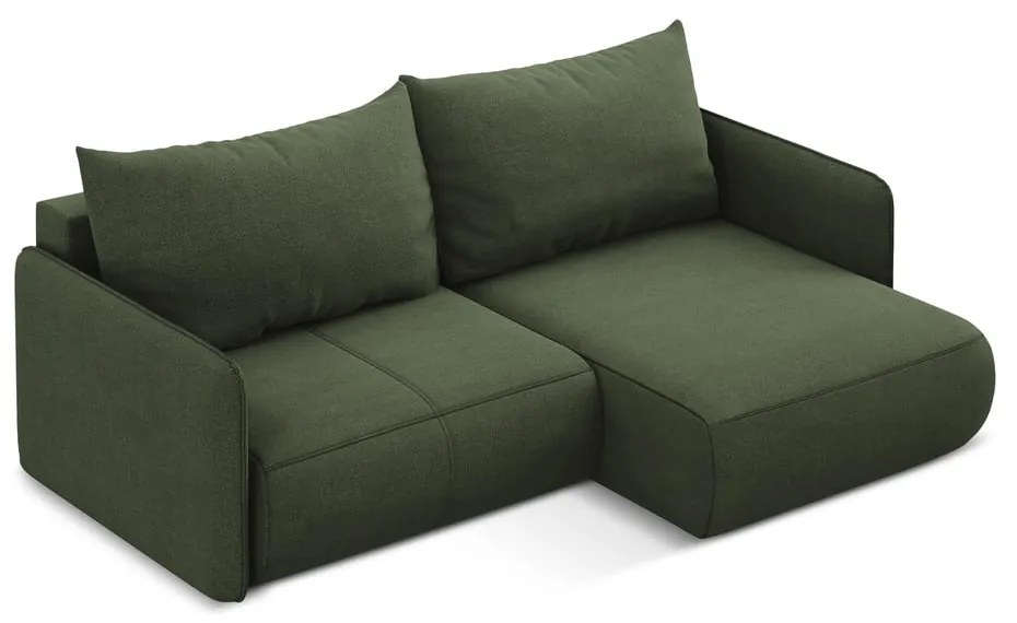 Зелен разтегателен ъглов диван с място за съхранение (десен ъгъл) Nanea – Makamii