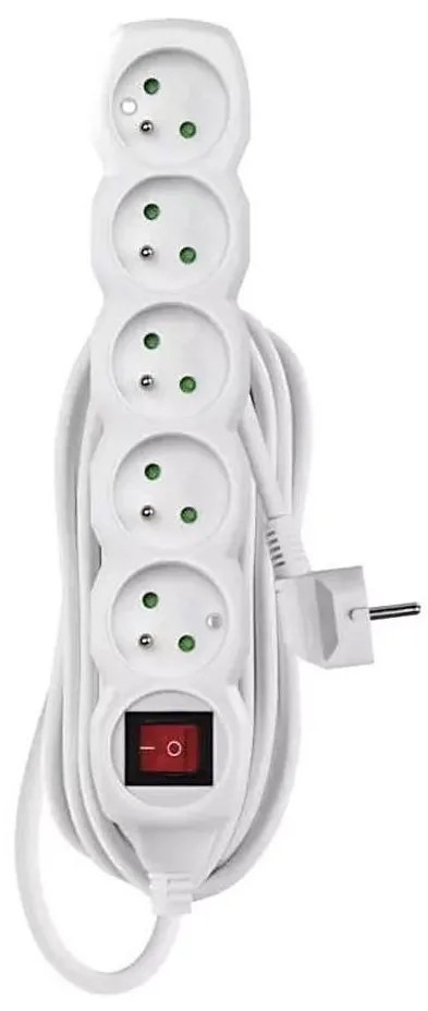 Удължител с ключ 5 гнезда 7 м бял
