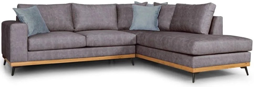 Ъглов диван Rotondo-Сиво-Дясно