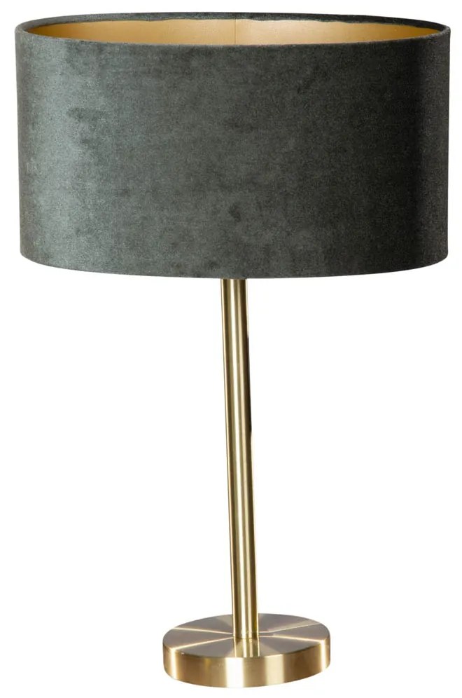 Масална лампа месинг с овална кадифена абажура зелена 35см - Simplo