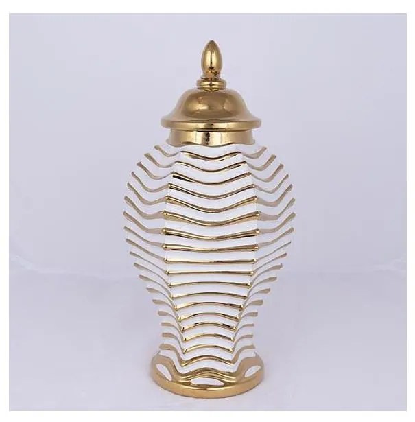 Керамичен буркан 42,2x21,1 см златист/бял