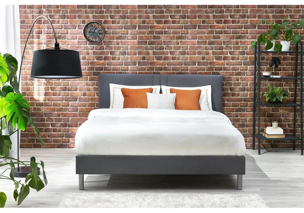 Черно тапицирано двойно легло с решетка 160x200 cm Kerry - Bobochic Paris