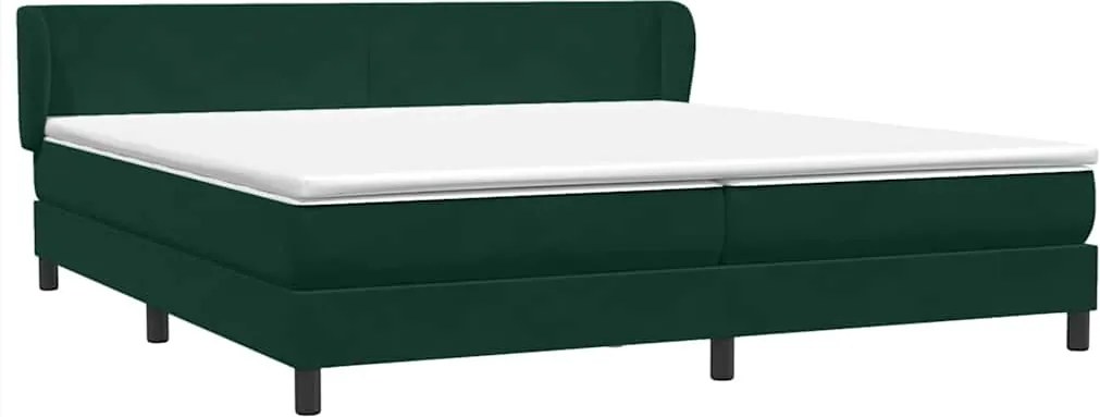 3317412 vidaXL Боксспринг легло с матраци, тъмнозелено, 180x220 см, кадифе