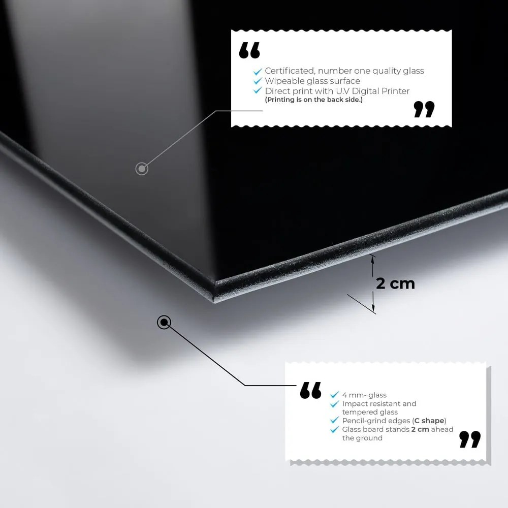 Картина върху стъкло 70x50 cm Dark Marble - Wallity