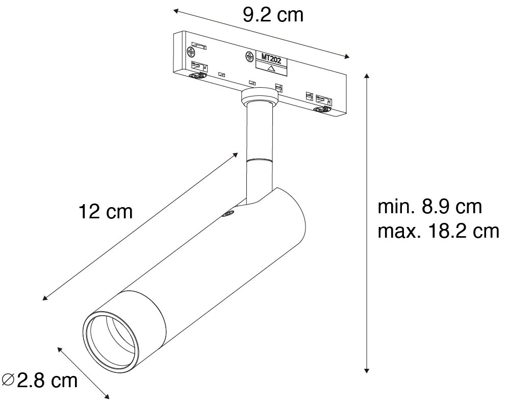 Модерен прожектор бежов с бял за 1-фазова релсова система - Slimline Uzzy