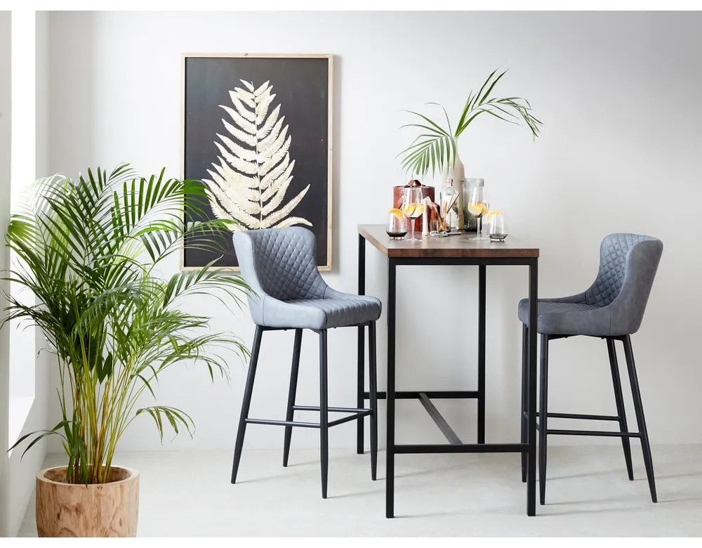 Сив бар стол от имитация на кожа (височина на седалката 77 cm) Ottowa – Unique Furniture