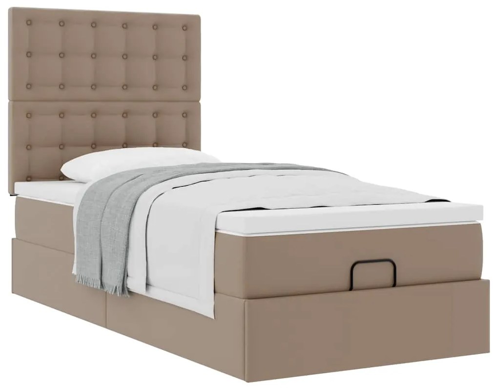 3312980 vidaXL Османска легло с матрак, капучино, 90x190 см, изкуствена кожа