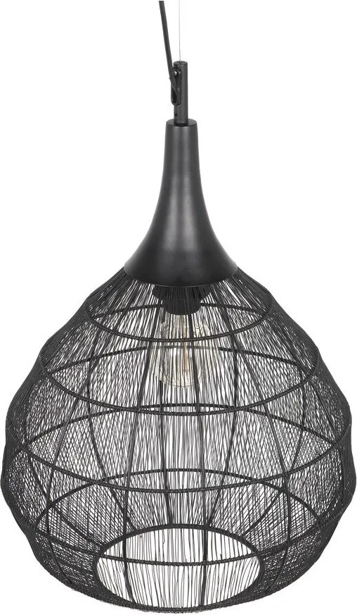 Матово черно висящо осветително тяло с метален абажур Soraya – Trio