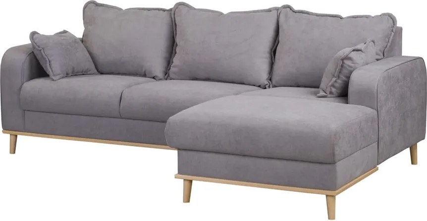 Сив ъглов диван (десен ъгъл) Beata - Ropez