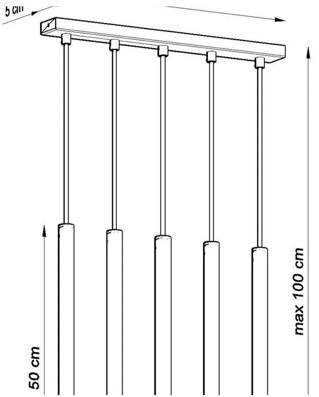 Черна висяща лампа , дължина 45 cm Fideus - Sollux