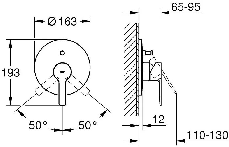 Външни части на кран за баня Grohe Lineare New-Антрацит Mat-15,8 x 20,4