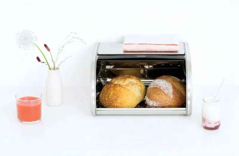 Кутия за хляб Brabantia Roll Top 646889, 11 л, 31.6x26.5 см, Специална структура, Инокс/Мат