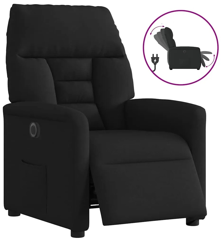 3303014 vidaXL Електрически стол реклайнер, черен, текстил