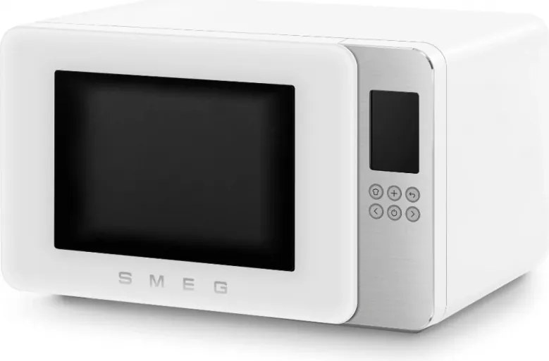 Микровълнова фурна с грил 4в1 SMEG Collezione MOC01WHMEU, 1900W, 29 л, 18 програми, Плавно затваряне, Звуков сигнал, LCD, Бял мат