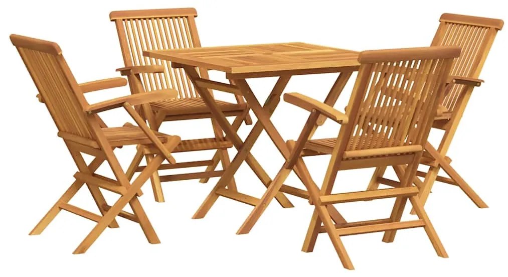 3059584 vidaXL Градински трапезен комплект, 5 части, тиково дърво масив
