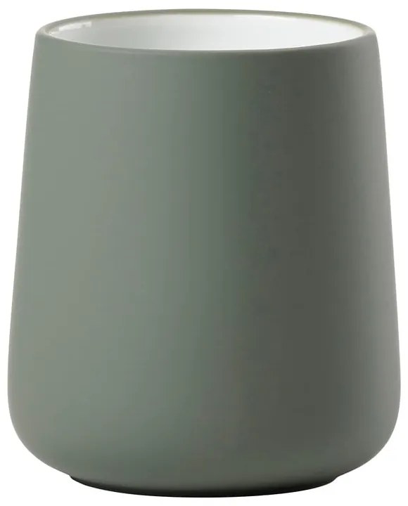 Зелена порцеланова чаша за четки за зъби Nova - Zone