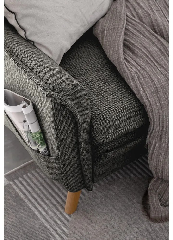 Тъмносив разтегателен ъглов диван (десен ъгъл) Charming Charlie – Miuform