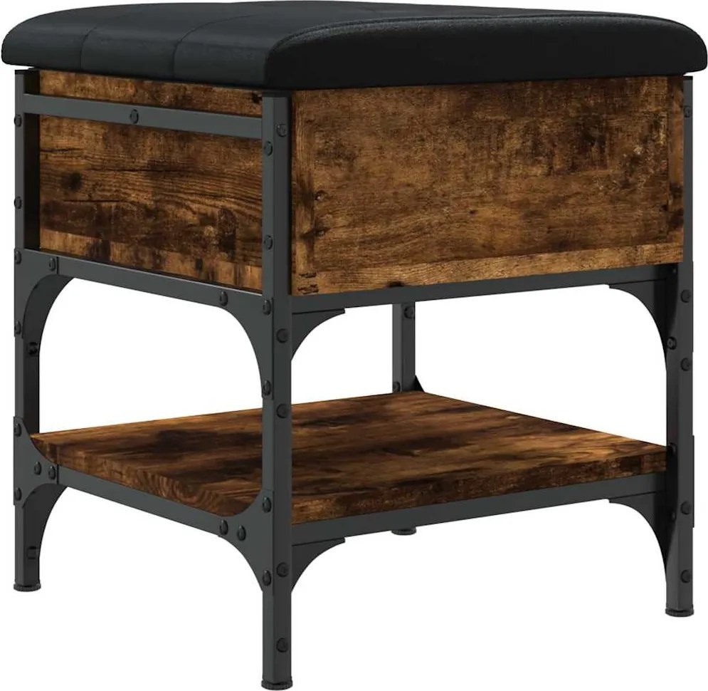 835184 vidaXL Пейка за обувки, опушен дъб, 42x42x45 см, инженерно дърво