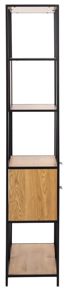 Библиотека от дъбов декор в черен и естествен цвят 77x185x35 cm Seaford – Actona