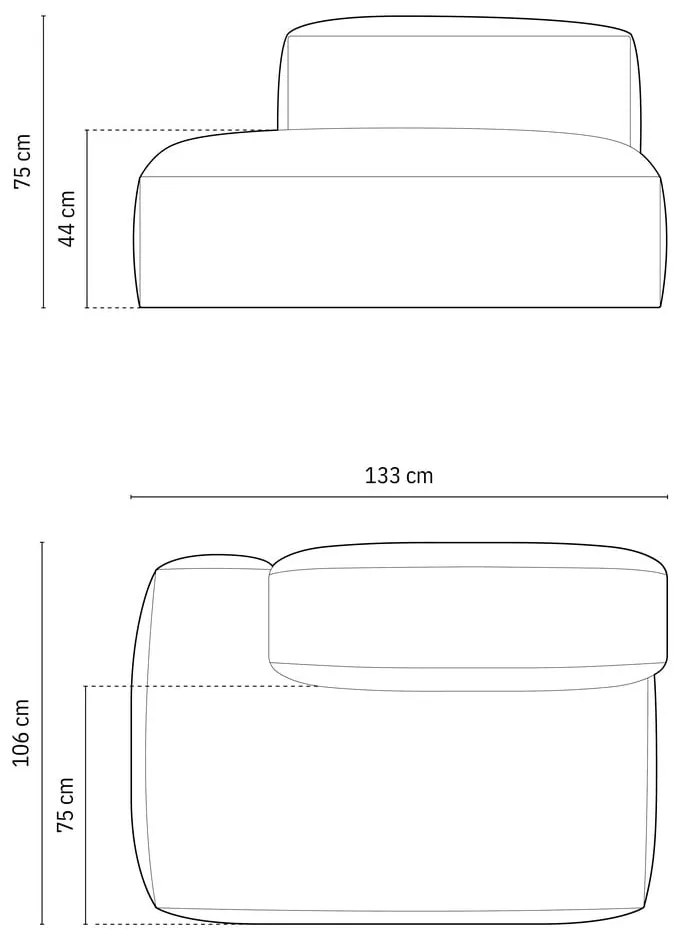 Зелен модул за диван (ляв ъгъл) Martina – Micadoni Home