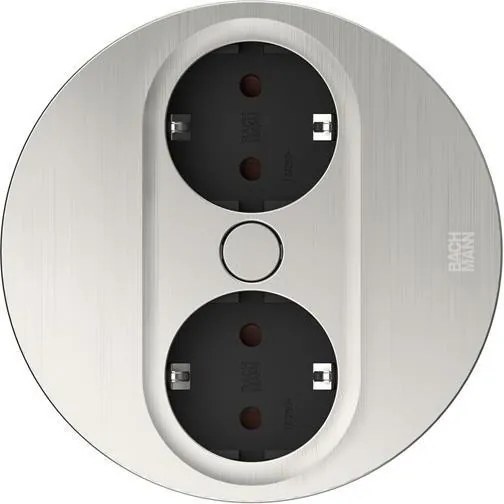 BACHMANN Модул TWIST 2 КРЪГЪЛ с 2х Шуко, с кабел 2м, цвят Инокс,  - B946.000