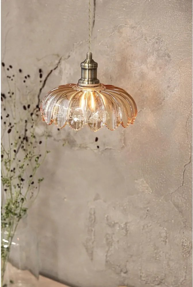 Висящо осветително тяло в месингов и кехлибарен цвят със стъклен абажур ø 25,5 cm Kurage – Markslöjd