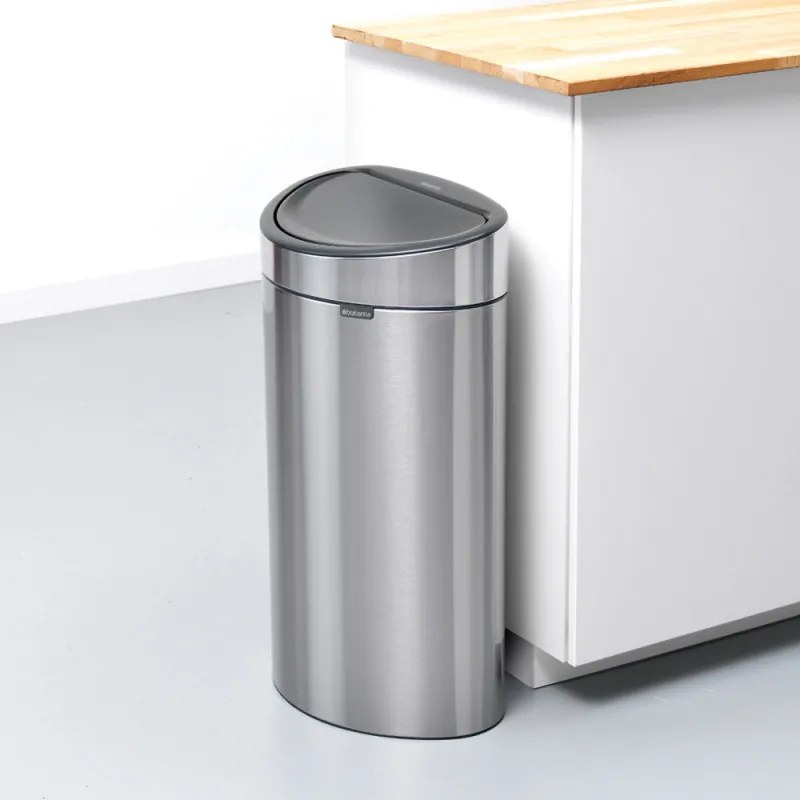 Кош за боклук Brabantia Touch Bin New Recycle 650527, 23+10 л, Безшумно и плавно затваряне, Плосък гръб, Устойчив на пръстови отпечатъци, Инокс/Мат