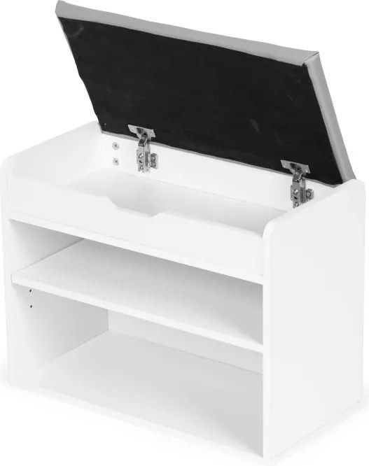 Шкаф за обувки ModernHome със седалка 60x43x30см, бял