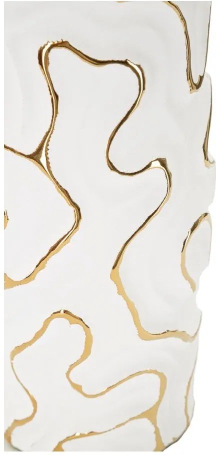 Бяла/златиста керамична ваза (височина 25 cm) Adore – Mauro Ferretti