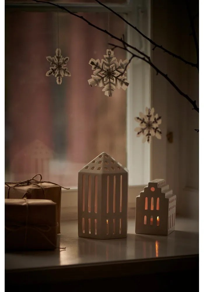 Бял керамичен фенер Дълга църква, височина 10 cm Urbania Lighthouse Long Church - Kähler Design