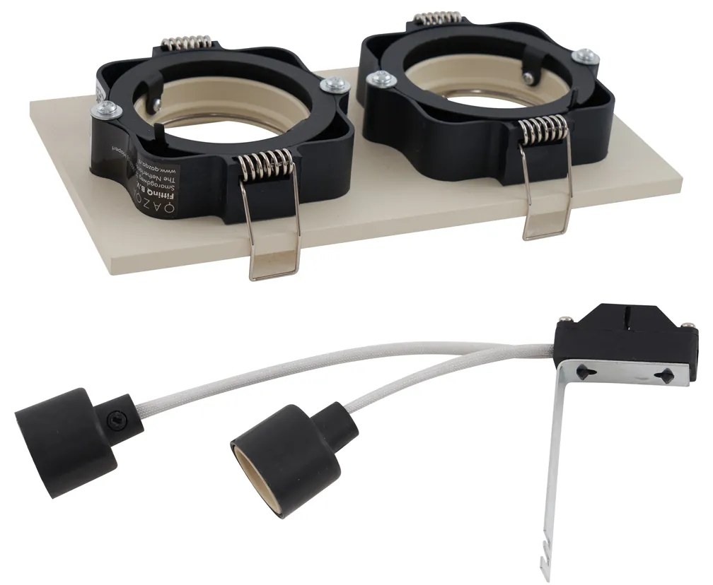 Модерно вградено прожекторно осветление бежово GU10 50mm въртящо се и накланящо се 2-светлинно - Qure