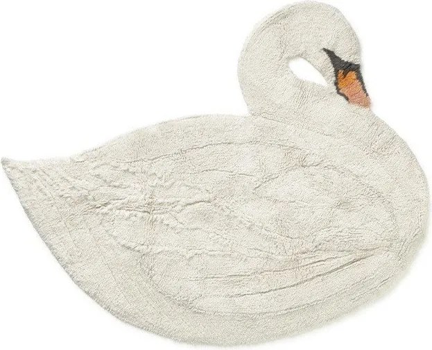 Кремав ръчно изработен памучен детски килим подходящ за пране 100x120 cm Swan – Lorena Canals
