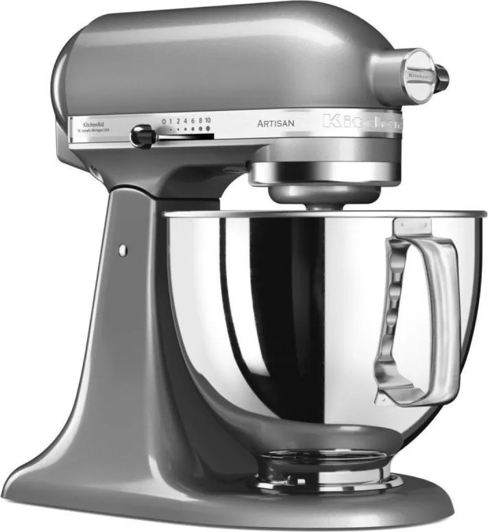 Планетарен миксер KitchenAid Artisan Elegance 5KSM125ECU Contour silver, 300W, 4.8 л, Direct drive, 10 скорости, Сив металик